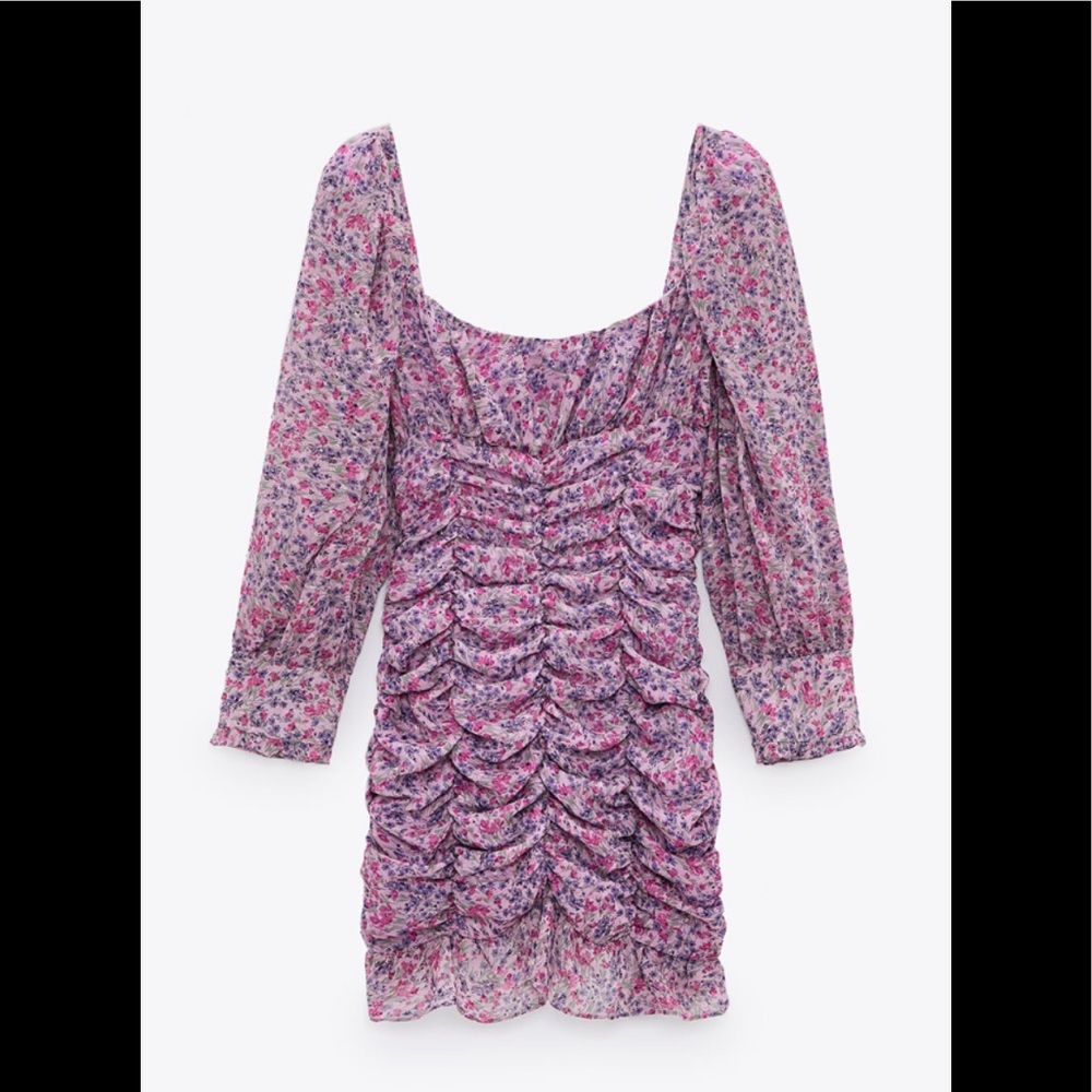 Zara printed dress with draping - Picture 4 of 9